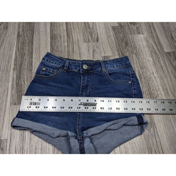 (3/$35) Shein Size Small Cuffed Whiskered High Rise Denim Blue Jean Shorts - Picture 6 of 9